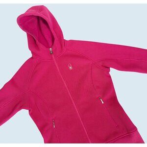 SPYDER Hot Pink Fleece Lined Zip Up Hoodie Sweater Sweatshirt Sz M